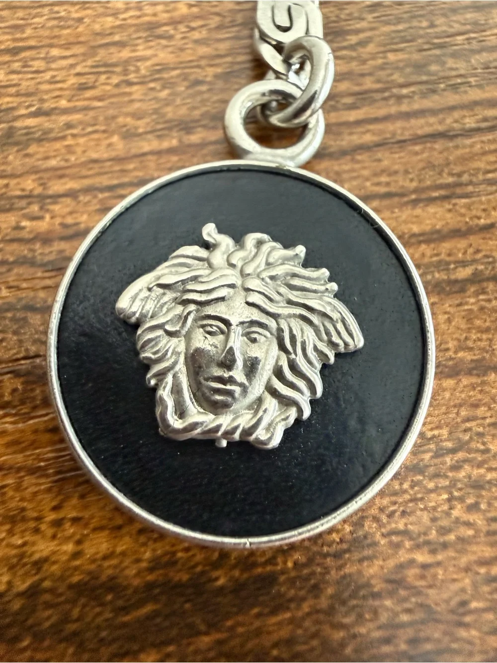 Versace Silver Tone Medusa Keyring